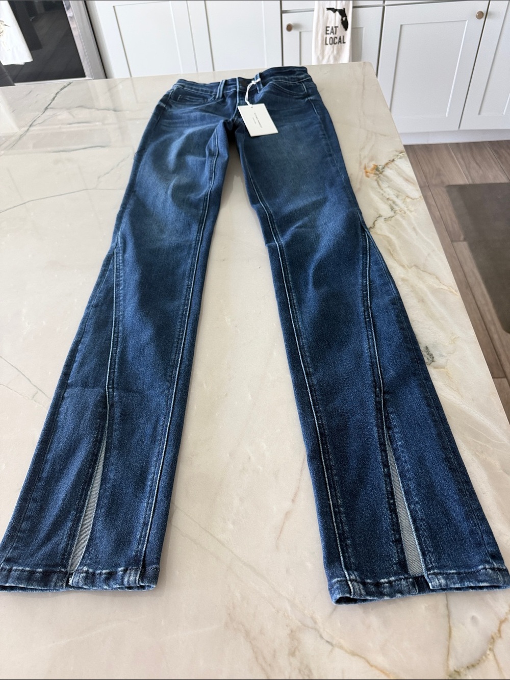 Flying Monkey Dark Blue Split Hem Flare Jeans